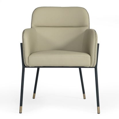 LA Furniture Brady Modern Black Metal + Greige Vegan Leather Dining Chair VGCSCH-21035-GRY-DC Contemporary Style by Vig Furnitrue Number 79232 Catch Home Goods