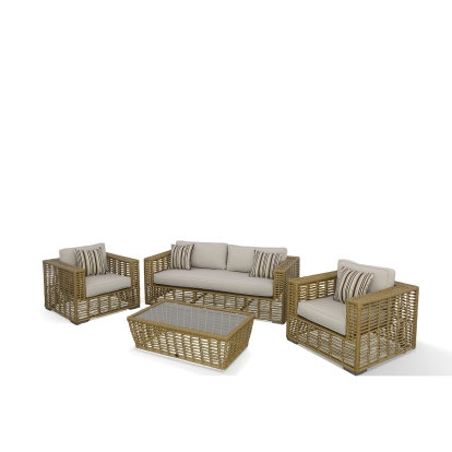 LA Furniture Ko Tao Outdoor Beige + Wicker Sofa VGATRASF-054-SOFA Contemporary Style by Vig Furnitrue Number 79251 Catch Home Goods