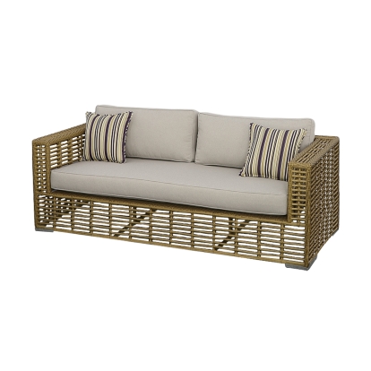 LA Furniture Ko Tao Outdoor Beige + Wicker Sofa VGATRASF-054-SOFA Contemporary Style by Vig Furnitrue Number 79251 Catch Home Goods