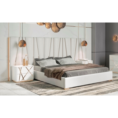 LA Furniture Nixa Modern White + Gold Bedroom Set VGVC-BD1909-SET-WHT Contemporary Style by Vig Furnitrue Number 83232|77585|83233 Catch Home Goods