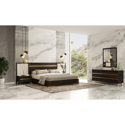 LA Furniture Eastern King Velondra Modern Eucalypto + Marble 4-Piece Bedroom Set VGACVELONDRA-BED-4PCSET-EK Contemporary Style by Vig Furnitrue Number 85582 Catch Home Goods