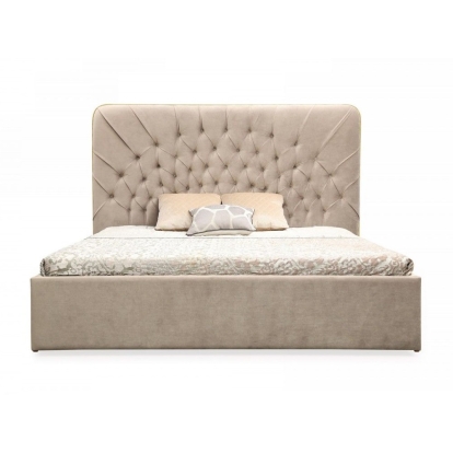 LA Furniture Moontide Glam Beige Velvet and Brushed Brass Bed VGVCBD1922-19-BED Contemporary Style by Vig Furnitrue Number 79420|76723 Catch Home Goods