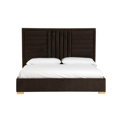 LA Furniture Daystar Modern Dark Brown Velvet & Gold Bed VGVCBD1905-19-BLK-BED Contemporary Style by Vig Furnitrue Number 79495|80250 Catch Home Goods