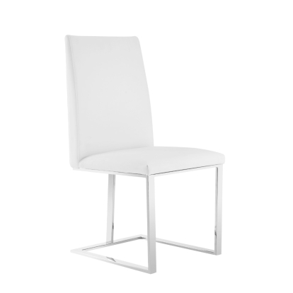 LA Furniture Frankie Modern White & Brushed Stainless Steel Dining Chair VGGA-6917CH-WHT-SS-DC Contemporary Style by Vig Furnitrue Number 79510 Catch Home Goods