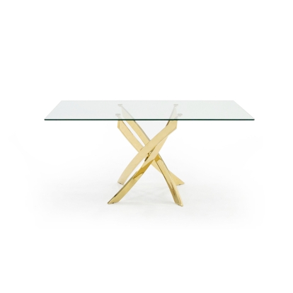 LA Furniture Pyrite Modern Glass and Gold Dining Table VGEW-2133EE-G Contemporary Style by Vig Furnitrue Number 79517 Catch Home Goods