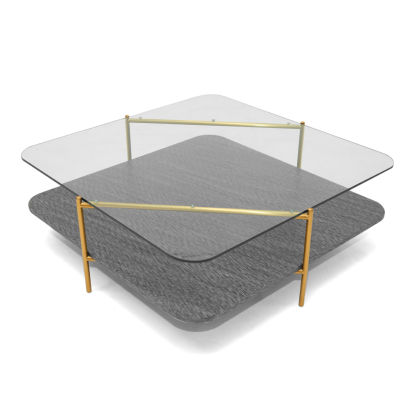 LA Furniture Cari Glam Gold + Glass Coffee Table VGODLZ-247RC-GOLD-CT Contemporary Style by Vig Furnitrue Number 79529 Catch Home Goods
