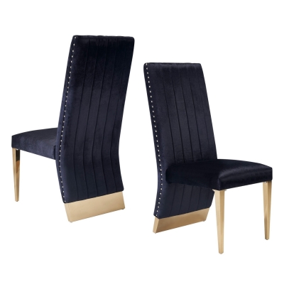 LA Furniture Keisha Modern Black Velvet and Gold Dining Chair Set of 2 VGZA-Y629-BLK-DC Contemporary Style by Vig Furnitrue Number 79566Z Catch Home Goods