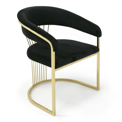 LA Furniture Linda Modern Black Velvet and Gold Dining Chair VGZA-Y429-BLK-DC Contemporary Style by Vig Furnitrue Number 79568 Catch Home Goods