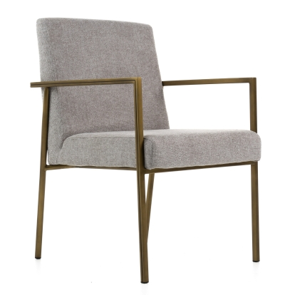 LA Furniture Burnham Modern Light Grey & Brass Arm Dining Chair VGGA-6960CH-1-WHT-B-DC Contemporary Style by Vig Furnitrue Number 79753 Catch Home Goods
