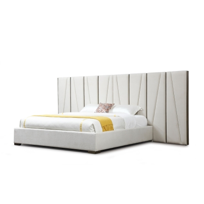 LA Furniture Nixa Modern Beige Velvet + Brushed Bronze + Birch Bed + Nightstands-eastern VGVC-BD1909-BED-NS-BGE-eastern-1 Contemporary Style by Vig Furnitrue Number 81284 Catch Home Goods