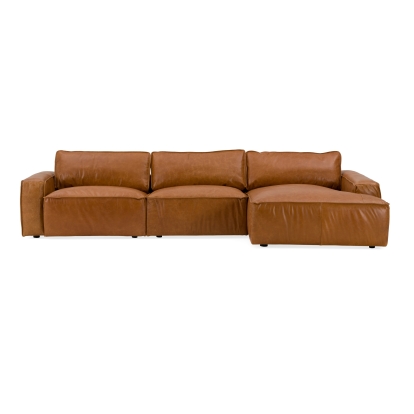 LA Furniture Cambria Modern RAF Cognac Leather Sectional Sofa VGKK-KF1123-SECT-RAF Contemporary Style by Vig Furnitrue Number 80099 Catch Home Goods