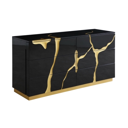 LA Furniture Aspen Modern Black and Gold Dresser VGVC-J1801-D-L-W Contemporary Style by Vig Furnitrue Number 80129 Catch Home Goods