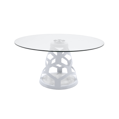 LA Furniture Lilly Modern 12mm Round Glass + White Dining Table VGNS-GD8800-12MM Contemporary Style by Vig Furnitrue Number 80134 Catch Home Goods
