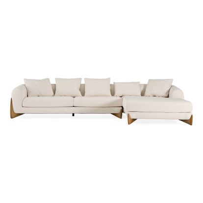 LA Furniture Fleury Contemporary Cream Fabric and Walnut RAF Sectional Sofa VGCS-21073-S-CW-RAF Contemporary Style by Vig Furnitrue Number 80180 Catch Home Goods