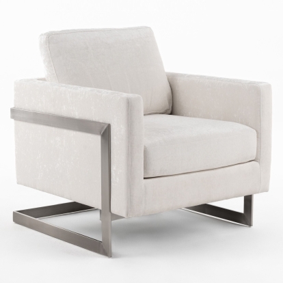 LA Furniture Prince Contemporary Off White Fabric + Silver Accent Chair VGRH-RHS-AC-255-SW Contemporary Style by Vig Furnitrue Number 80183 Catch Home Goods