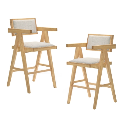 LA Furniture Fern Modern Natural and Beige Counter Stool Set of 2 VGMA-MI-1116-BC-NB Contemporary Style by Vig Furnitrue Number 80186Z Catch Home Goods