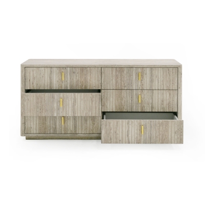 LA Furniture Roma Modern Faux Travertine + Gold Dresser VGAN-ROMA-DRS Contemporary Style by Vig Furnitrue Number 80244 Catch Home Goods