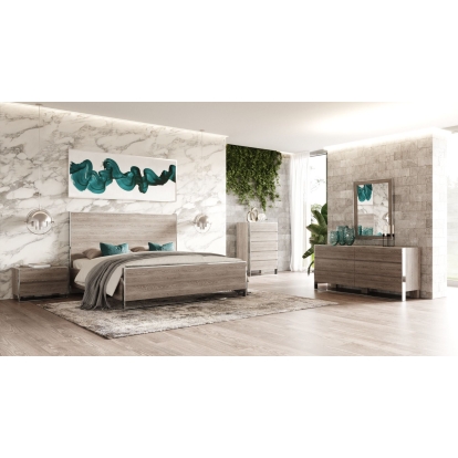 LA Furniture Charlene Modern Grey Elm & Stainless Steel 4-Piece Bedroom Set VGVC-CHARLENE-4PC-SET Contemporary Style by Vig Furnitrue Number 85653|85654 Catch Home Goods