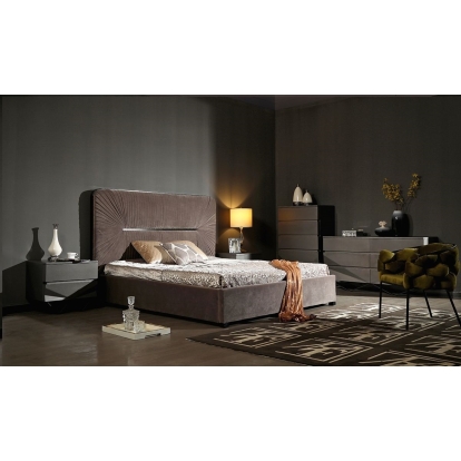 LA Furniture Queen Duke Modern Grey Velvet & Black Gun Chrome 4-Piece Bedroom Set VGVCBD1903-GRY-SET-4PC-Q Contemporary Style by Vig Furnitrue Number 85658 Catch Home Goods