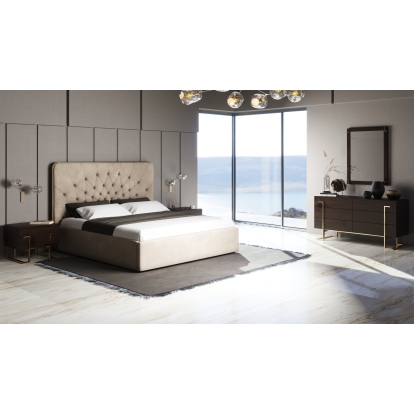 LA Furniture Moontide Glam Beige Velvet and Brushed Brass Bedroom Set VGVCBD1922-19-BED-SET Contemporary Style by Vig Furnitrue Number 80267|80268 Catch Home Goods