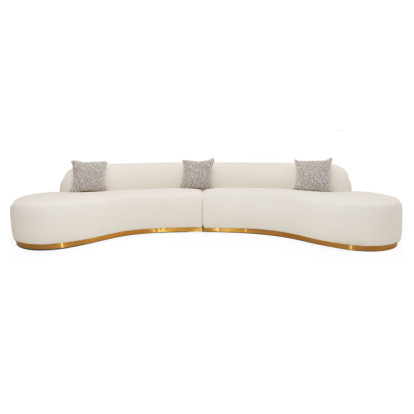 LA Furniture Frontier Glam White Fabric Curved Sectional Sofa with Beige Pillows VGOD-ZW-943-WHT-SECT Contemporary Style by Vig Furnitrue Number 80290|80290A Catch Home Goods