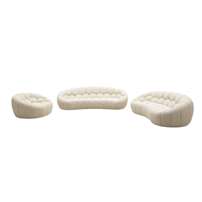 LA Furniture Yolonda Modern Curved Off-White Fabric Sofa Set VGEV2126C-SET-C-00 Contemporary Style by Vig Furnitrue Number 80463 Catch Home Goods