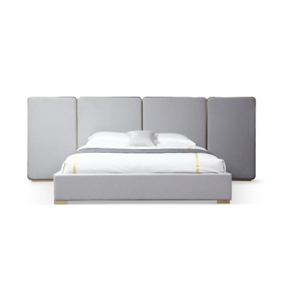 LA Furniture Eastern King Athena Modern Light Grey Linen + Gold Bed VGVC-BD2233-BED-EK Contemporary Style by Vig Furnitrue Number 80474 Catch Home Goods