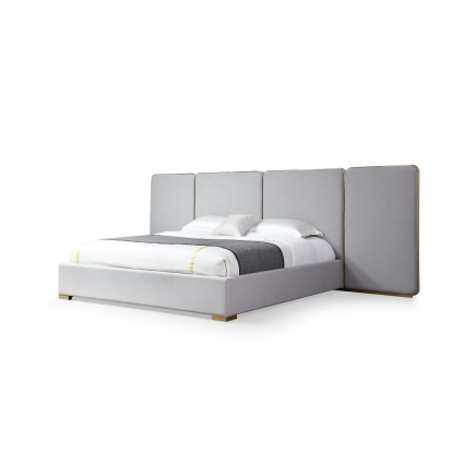 LA Furniture Athena Modern Light Grey Linen + Gold Bed VGVC-BD2233-BED Contemporary Style by Vig Furnitrue Number 80474 Catch Home Goods