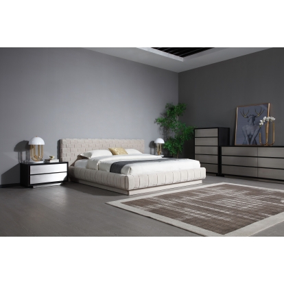 LA Furniture Eastern King Concord Modern Grey Velvet + Black Marble + Black Ash + Aluminum Bedroom Set VGVC-BD2311-2301-SET-EK Contemporary Style by Vig Furnitrue Number 81570 Catch Home Goods