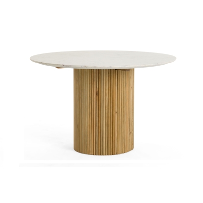 LA Furniture Cambridge White Marble & Mango Round Dining Table VGEDRID112011-RNDDT Contemporary Style by Vig Furnitrue Number 80527 Catch Home Goods