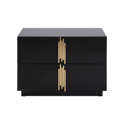 LA Furniture Token Modern Black + Gold Wide Nightstand VGVC-N815-L-BLK Contemporary Style by Vig Furnitrue Number 80577 Catch Home Goods