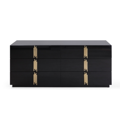 LA Furniture Token Modern Black + Gold Wide Dresser VGVC-J815-D-L-BLK Contemporary Style by Vig Furnitrue Number 80578 Catch Home Goods