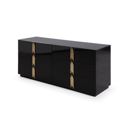 LA Furniture Token Modern Black + Gold Wide Dresser VGVC-J815-D-L-BLK Contemporary Style by Vig Furnitrue Number 80578 Catch Home Goods