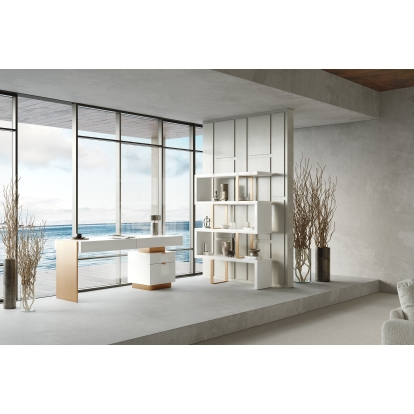 LA Furniture Trahan Modern Gloss White and Brushed Gold Office Desk VGBB-MQ2101-W-DESK Contemporary Style by Vig Furnitrue Number 80606 Catch Home Goods