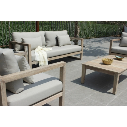 LA Furniture Calm Outdoor Grey + Acacia Sofa Set VGATRASF-229 Contemporary Style by Vig Furnitrue Number 80831 Catch Home Goods