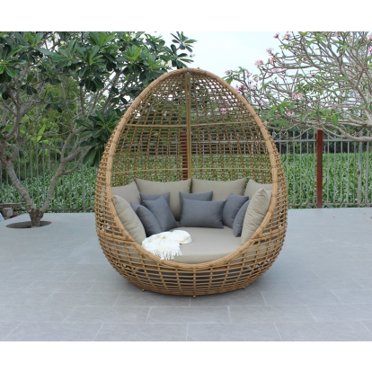 LA Furniture Cocoon Outdoor Beige + Wicker Lounge Bed VGATRABD-152 Contemporary Style by Vig Furnitrue Number 80832|80832A|80832B Catch Home Goods