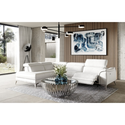 LA Furniture Monte Carlo Italian Modern White Leather Left Facing Sectional Sofa VGCC-MONTECARLO-WHT-LAF Contemporary Style by Vig Furnitrue Number 80896 Catch Home Goods