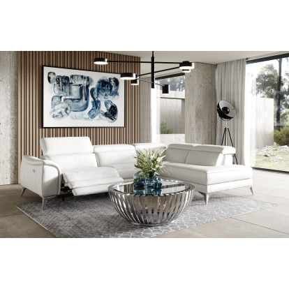 LA Furniture Monte Carlo Italian Modern White Leather Right Facing Sectional Sofa VGCC-MONTECARLO-WHT-RAF Contemporary Style by Vig Furnitrue Number 80897 Catch Home Goods