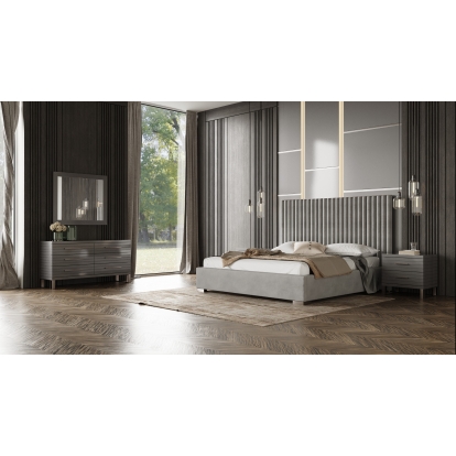LA Furniture Splendor Silver & Grey Velvet Upholstered Platform Bed Set VGVCBD20256-BED-SET Contemporary Style by Vig Furnitrue Number 80932 Catch Home Goods