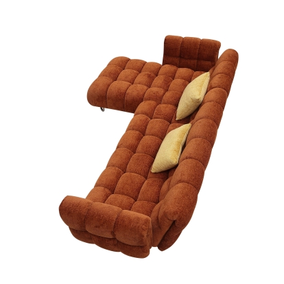 LA Furniture Jacinda Modern Burnt Orange Fabric Left Facing Sectional Sofa + 2 Yellow Pillows VGEV-23106-ORG-LAF Contemporary Style by Vig Furnitrue Number 80950 Catch Home Goods