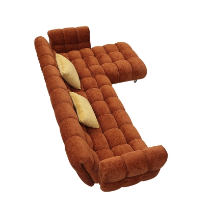 LA Furniture Jacinda Modern Burnt Orange Fabric Right Facing Sectional Sofa + 2 Yellow Pillows VGEV-23106-ORG-RAF Contemporary Style by Vig Furnitrue Number 80949 Catch Home Goods