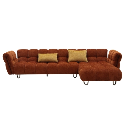 LA Furniture Jacinda Modern Burnt Orange Fabric Left Facing Sectional Sofa + 2 Yellow Pillows VGEV-23106-ORG-LAF Contemporary Style by Vig Furnitrue Number 80950 Catch Home Goods
