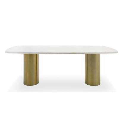 LA Furniture Rocky Glam White Marble & Brush Gold Large Dining Table VGGMM-DT-1360C Contemporary Style by Vig Furnitrue Number 81005 Catch Home Goods