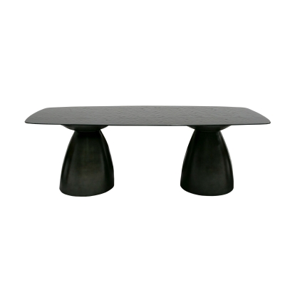 LA Furniture Calexico Contemporary Black Wave Glass Wide Rectangular Dining Table VGGMDT-1717B Contemporary Style by Vig Furnitrue Number 81967 Catch Home Goods