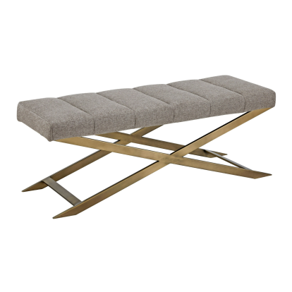 LA Furniture Xane Contemporary Grey Fabric & Brushed Brass Bench VGGAGA-8648BE-GRY Contemporary Style by Vig Furnitrue Number 81285 Catch Home Goods