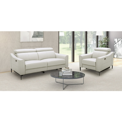 LA Furniture Eden Modern White Leather Sofa With 2 Recliners VGKV-KM.5012-SOFA-WHT Contemporary Style by Vig Furnitrue Number 81443 Catch Home Goods