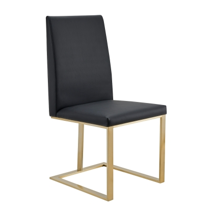 LA Furniture Frankie Modern Dark Grey Vegan Leather + Antique Brass Dining Chair VGGAGA-6917CH-DKGRY Contemporary Style by Vig Furnitrue Number 81465 Catch Home Goods