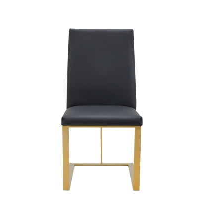 LA Furniture Frankie Modern Dark Grey Vegan Leather + Antique Brass Dining Chair VGGAGA-6917CH-DKGRY Contemporary Style by Vig Furnitrue Number 81465 Catch Home Goods