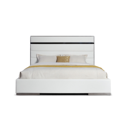 LA Furniture Queen Cartier Modern White Vegan Leather + Stainless Steel Bed VGVC-BDA002-BED-WHT-Q Contemporary Style by Vig Furnitrue Number 81530 Catch Home Goods