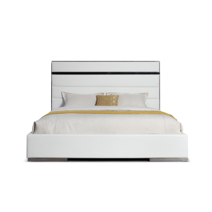LA Furniture Queen Cartier Modern White Vegan Leather + Stainless Steel Bed VGVC-BDA002-BED-WHT-Q Contemporary Style by Vig Furnitrue Number 81530 Catch Home Goods